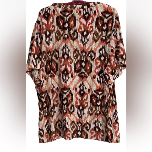 JM Collection Top 3X Artsy Boho Stretch Knit Popover Shirt Blouse Plus Size 3XL - Picture 5 of 6